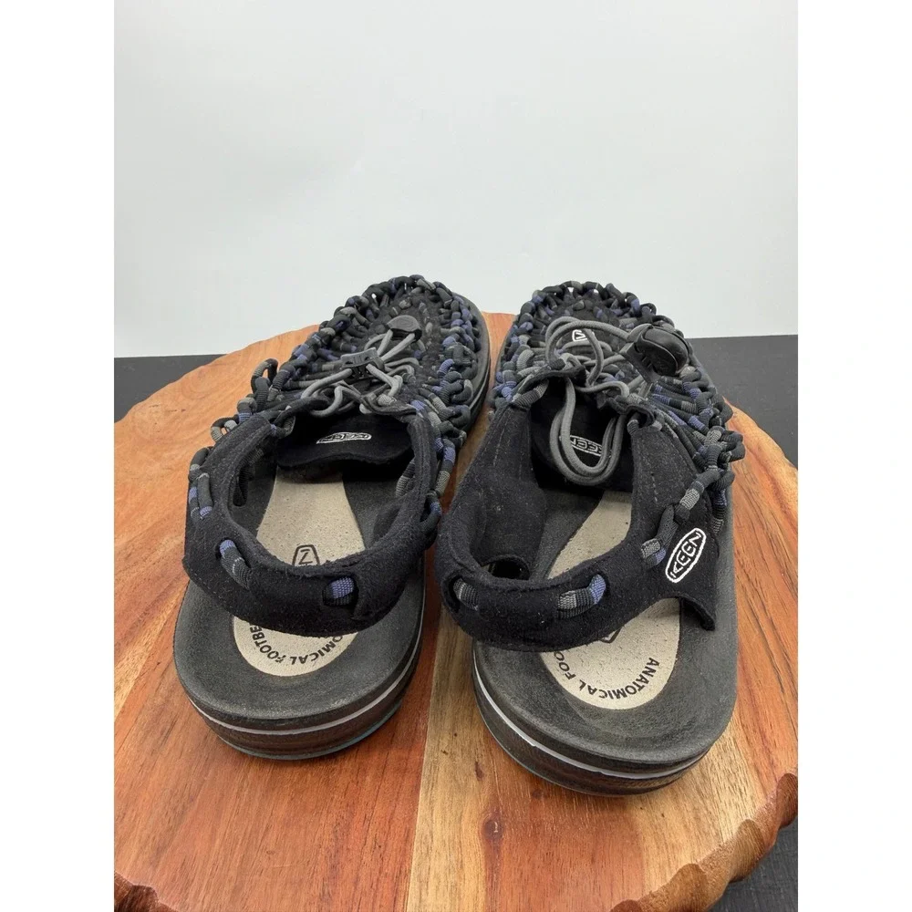 Keen Uneek Sandal Men 8 Black Blue Woven Cord Outdoor Water Shoe 1014617